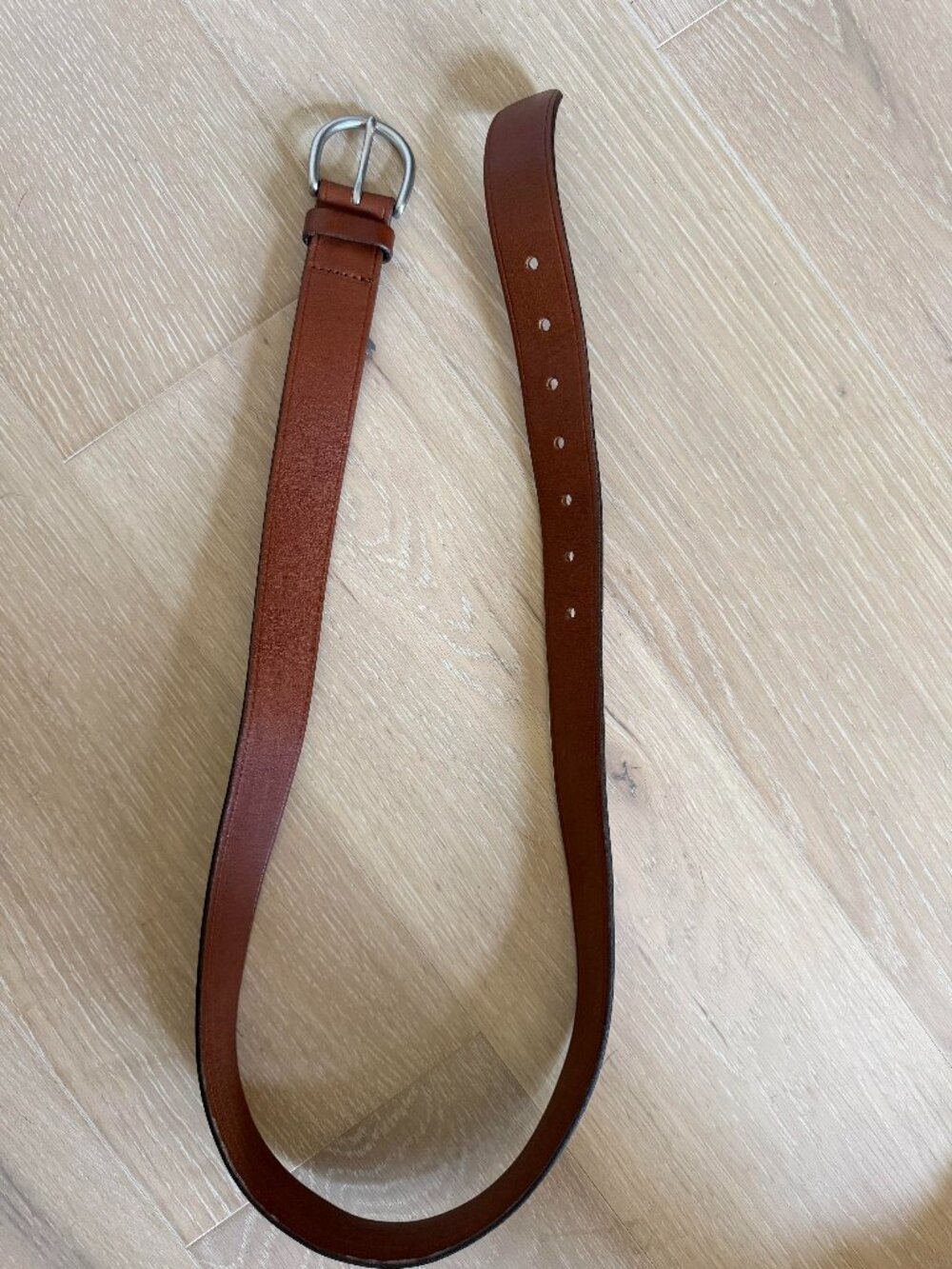 Madewell Perfect Italian Leather Silver Buckle Belt Classic Pecan Brown - Medium - Picture 2 of 4
